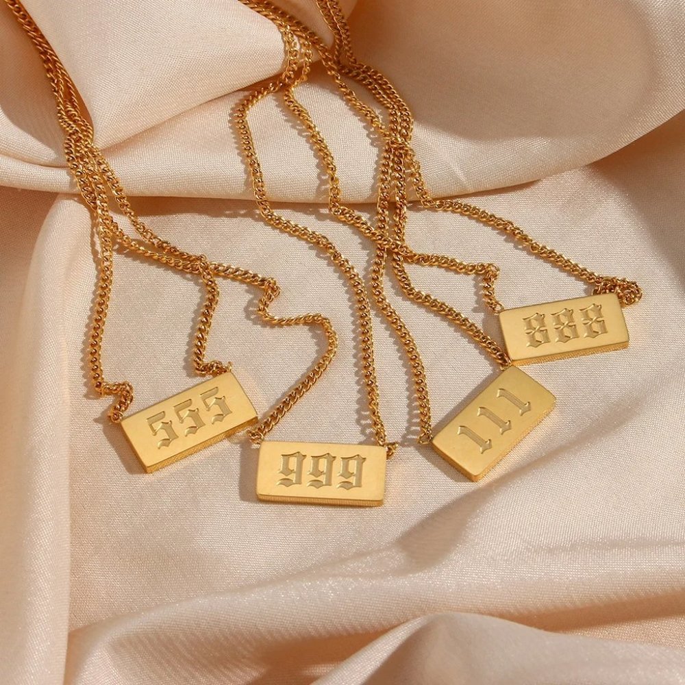 111 Angel Number 18K Gold Plated Stainless Steel Pendant Necklace - Picture 3 of 5